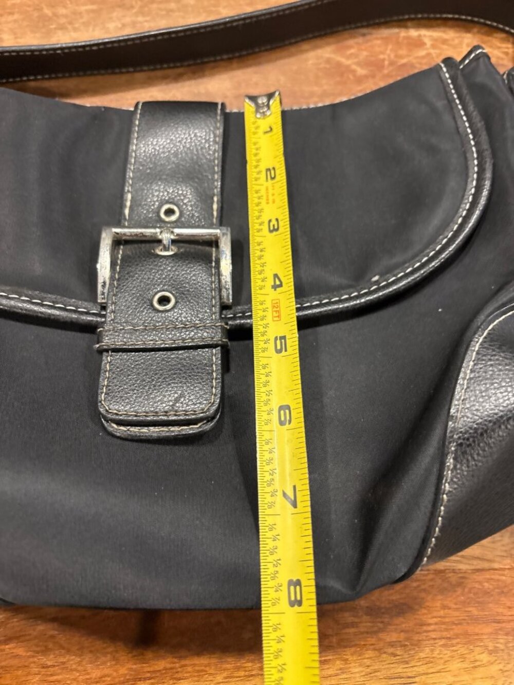 Victorias Secret Black ShoulderHand Bag Faux Leather Accents & Buckle Detail - Picture 7 of 8